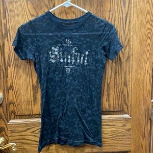 Sinful Skull Burnout with Wings Tee